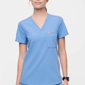 Figs Catarina One-Pocket Scrub Top Ceil Blue XS